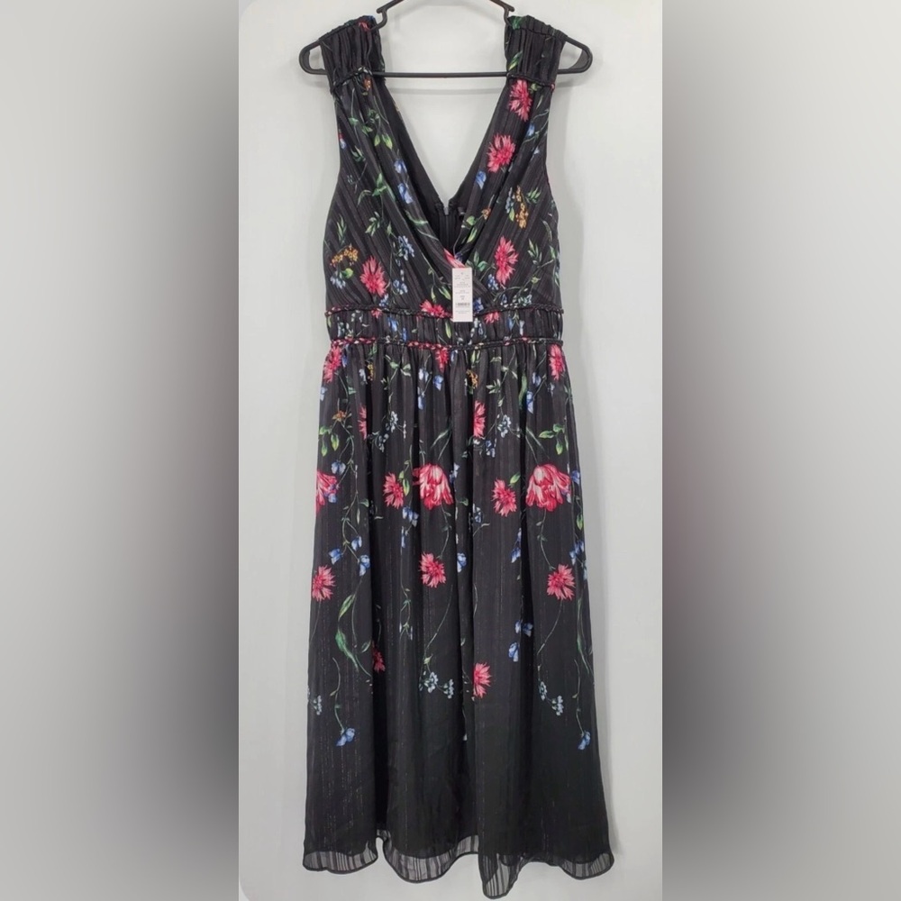 NWT White House Black Market Sleeveless V-Neck Braided Waist Midi Dress size 00